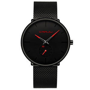 Crrju Fashion Mens Watches Top Brand Luxury Quartz Watch Men Casual Slim Mesh Steel Waterproof Sport Watch Relogio Masculino